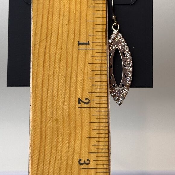 Rose Gold and Silver Marquise Crystal Earrings 2 inch - Picture 4 of 4
